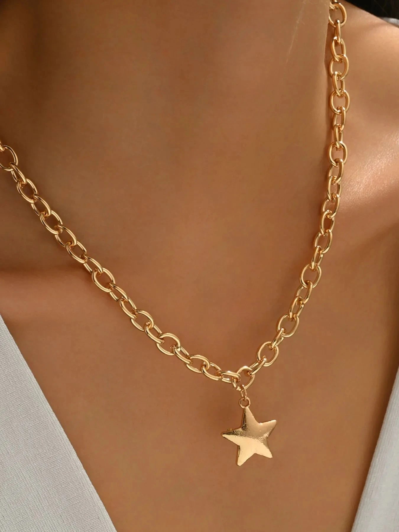 18K Gold-Plated Star Pendant Chain Necklace