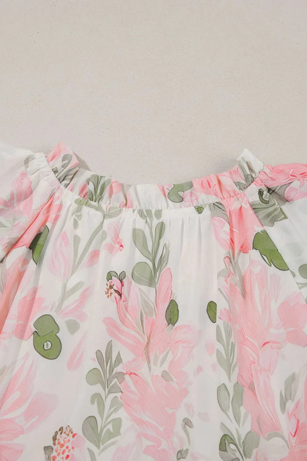 Floral Contrast Edge Layered Short Sleeve Mini Dress