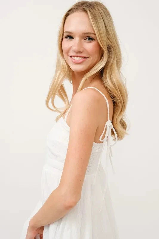 And The Why Ruched Front Smocked Back Babydoll Mini Dress