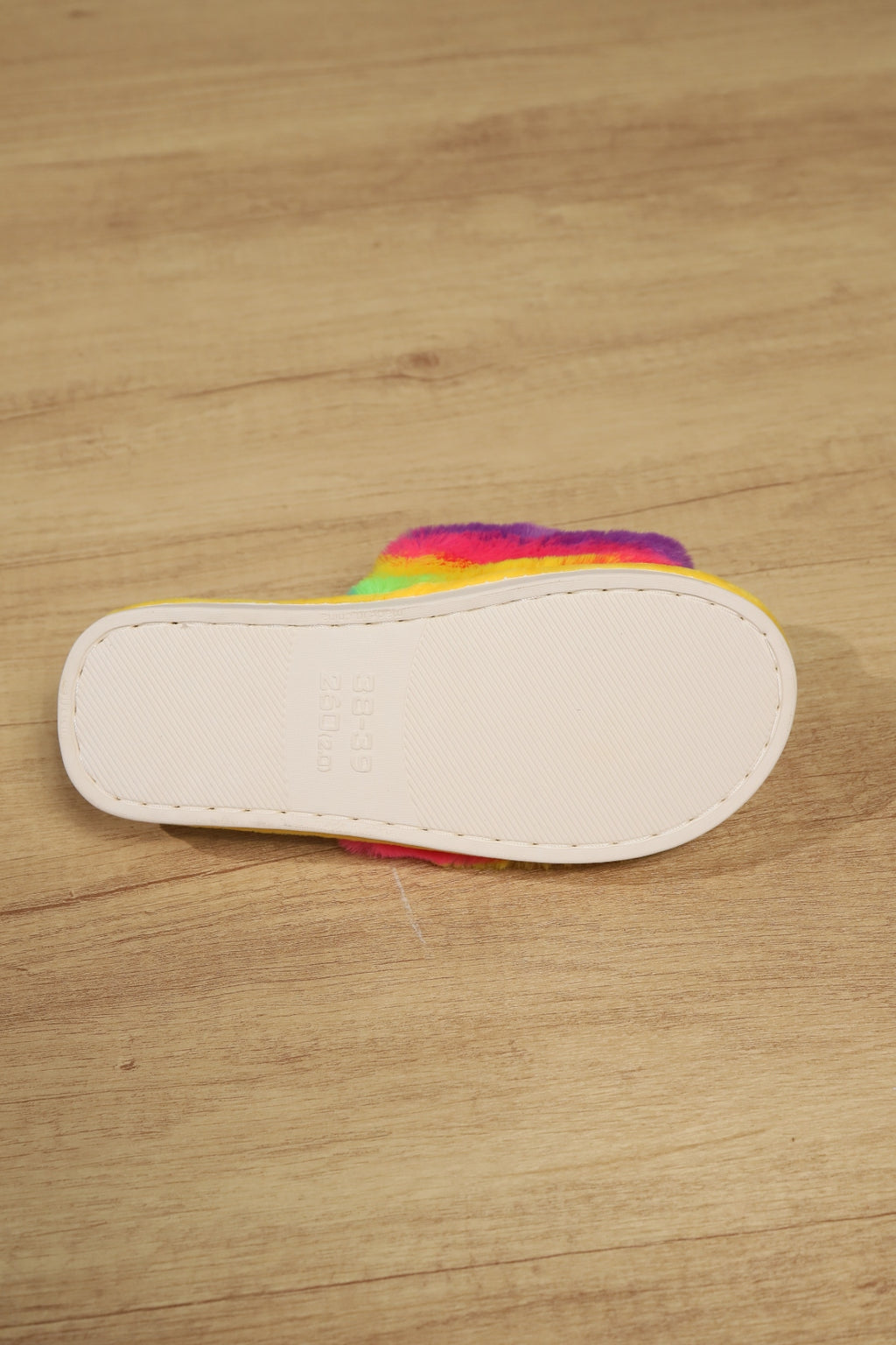 Color Block Open Toe Faux Fur PVC Slippers - Laazaar