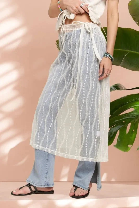 ADORA Sheer Layered Mesh Cover-Up Skirt