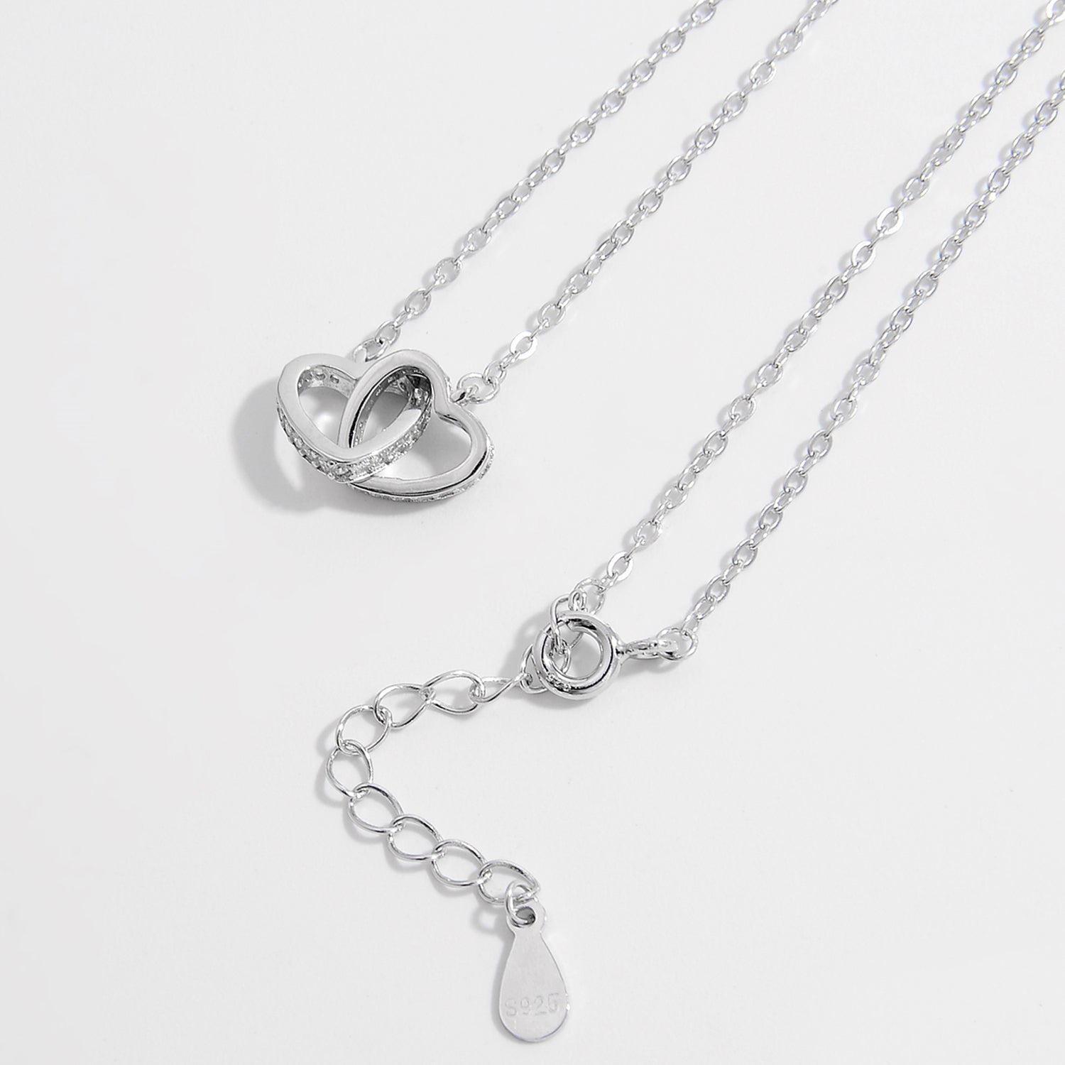 925 Sterling Silver Inlaid Zircon Heart Necklace - Laazaar