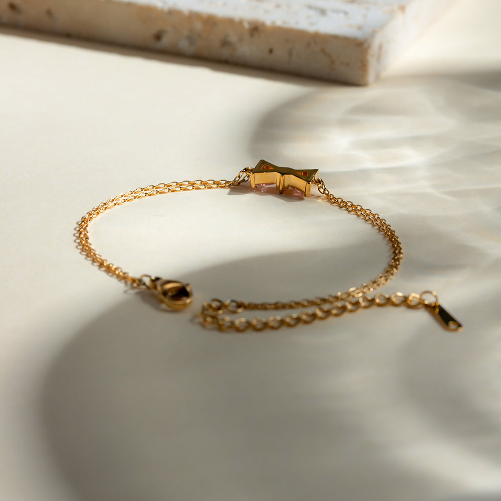 Stainless Steel Zircon Bow Bracelet - Laazaar