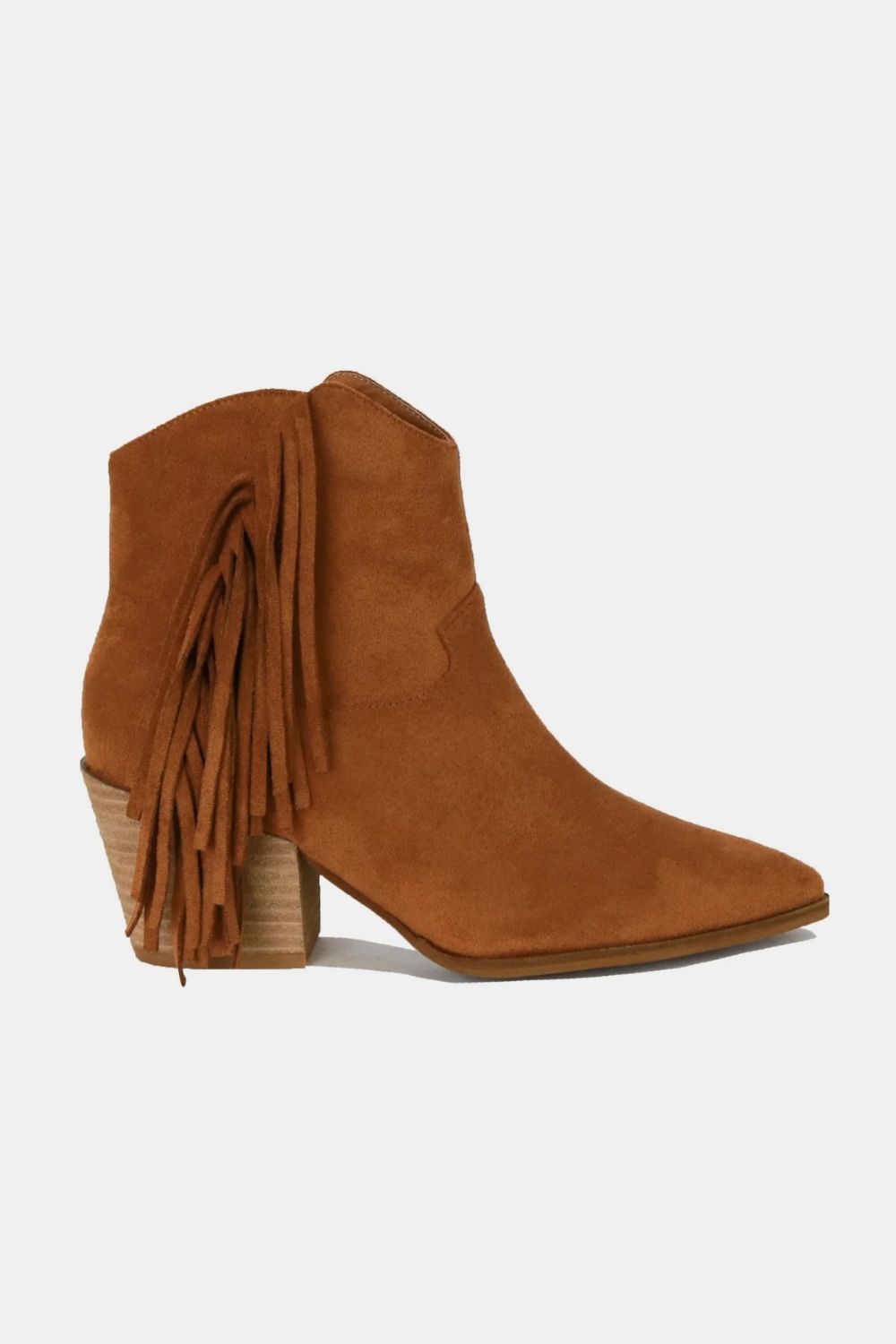Beast Fashion Suede Fringe Point Toe Ankle Boots - Laazaar
