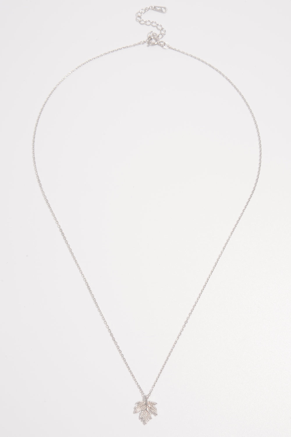 925 Sterling Silver Zircon Maple Leaf Necklace - Laazaar