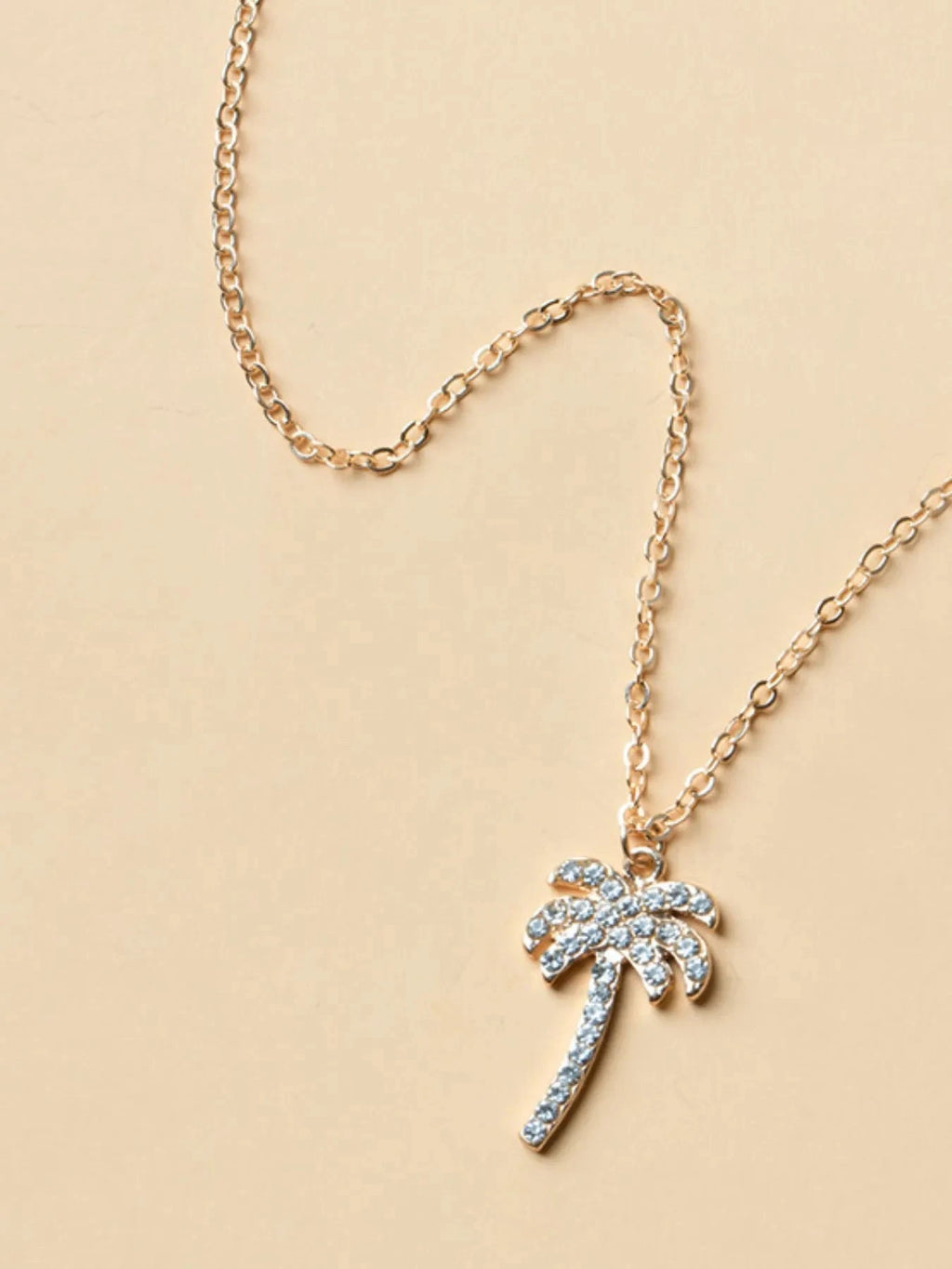 Zircon Palm Tree Pendant Necklace