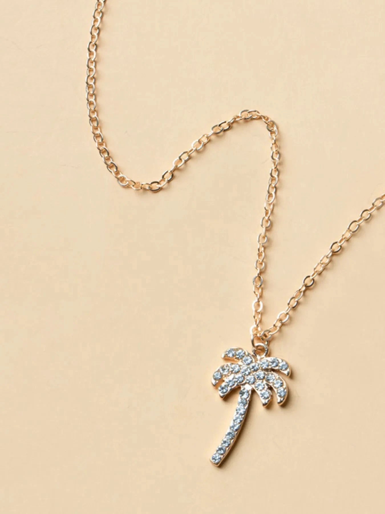 Zircon Palm Tree Pendant Necklace