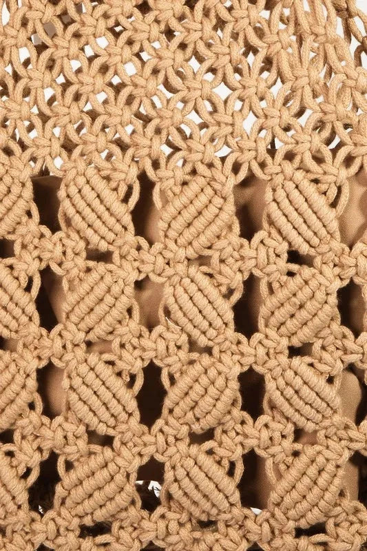 Fame Boho Braided Wooden Top Handle Bag