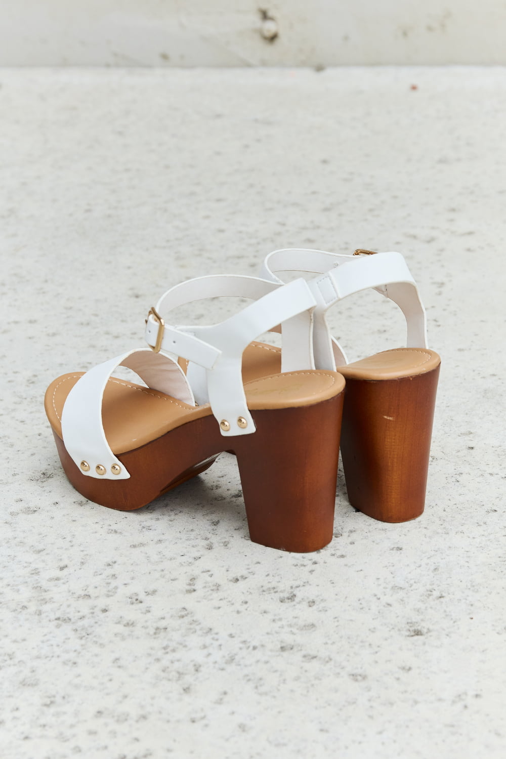 DDK Time After Time Wooden Platform Strap Heels - Laazaar