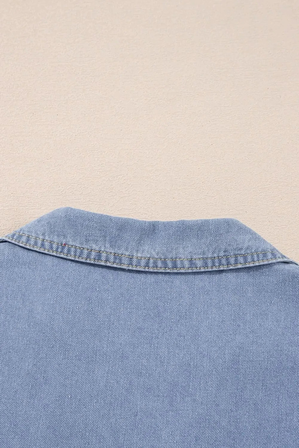 Lapel Neck Cap Sleeve Denim Babydoll Dress