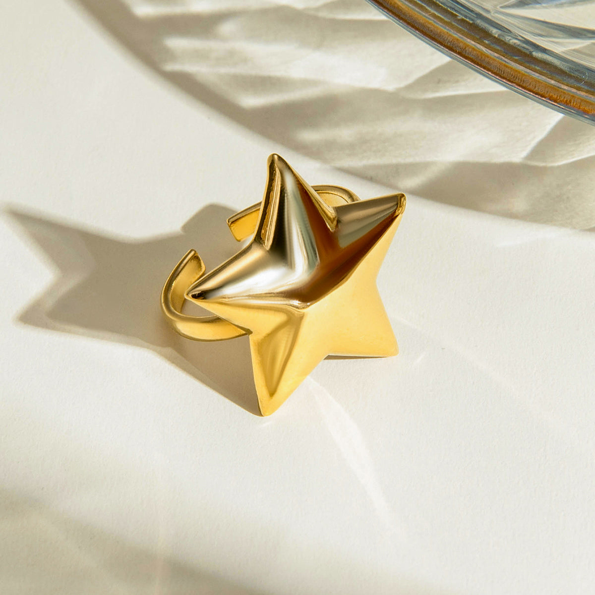 18K Gold-Plated Stainless Steel Star Ring - Laazaar