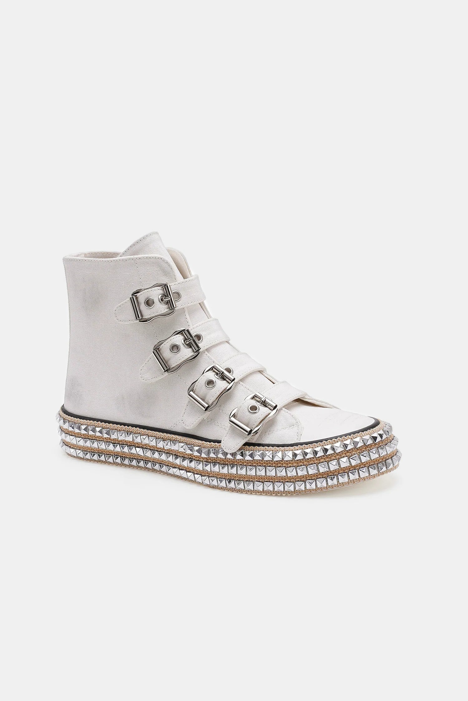 Beast Fashion Multi-Buckle Straps Studded Platform Sneakers - Laazaar