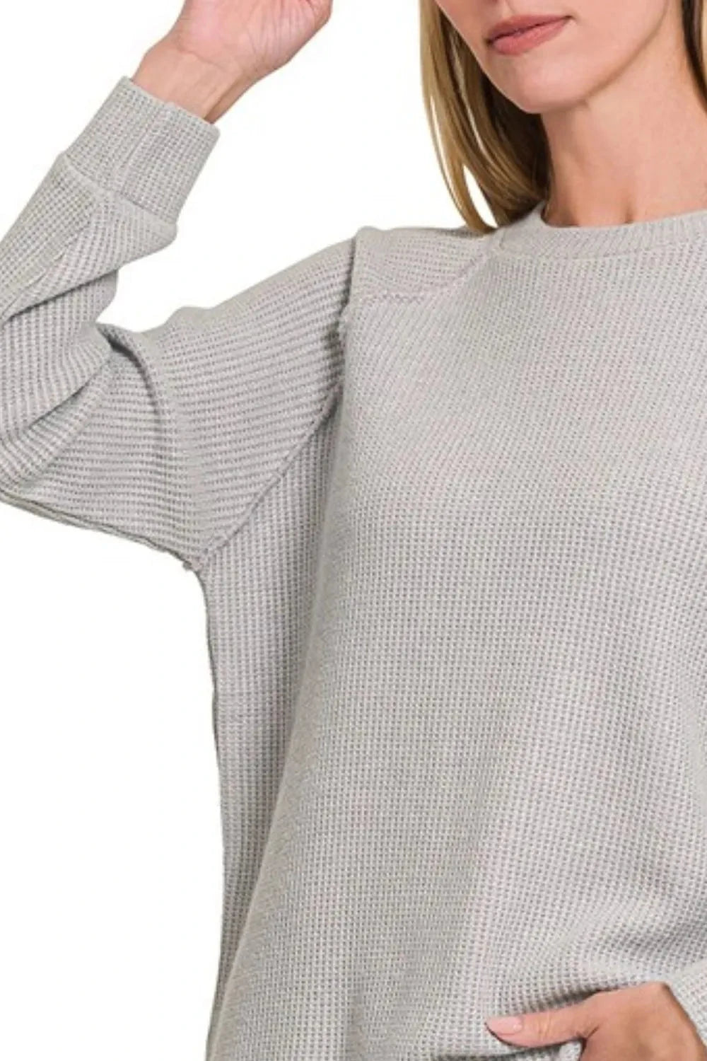 Zenana Round Neck Raglan Long Sleeve Sweater