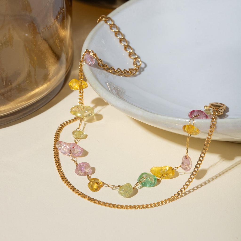 Stainless Steel Natural Stone Double Layered Bracelet - Laazaar