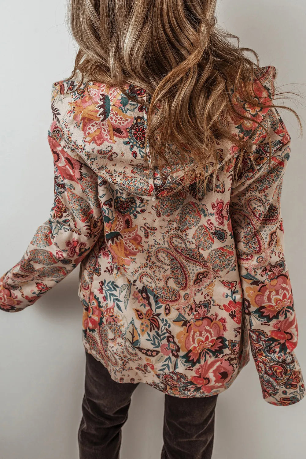 Printed Long Sleeve Hooded Jacket - Laazaar