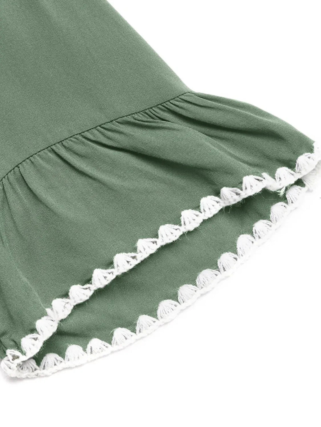 Lace Detail Notched Flounce Sleeve Mini Dress