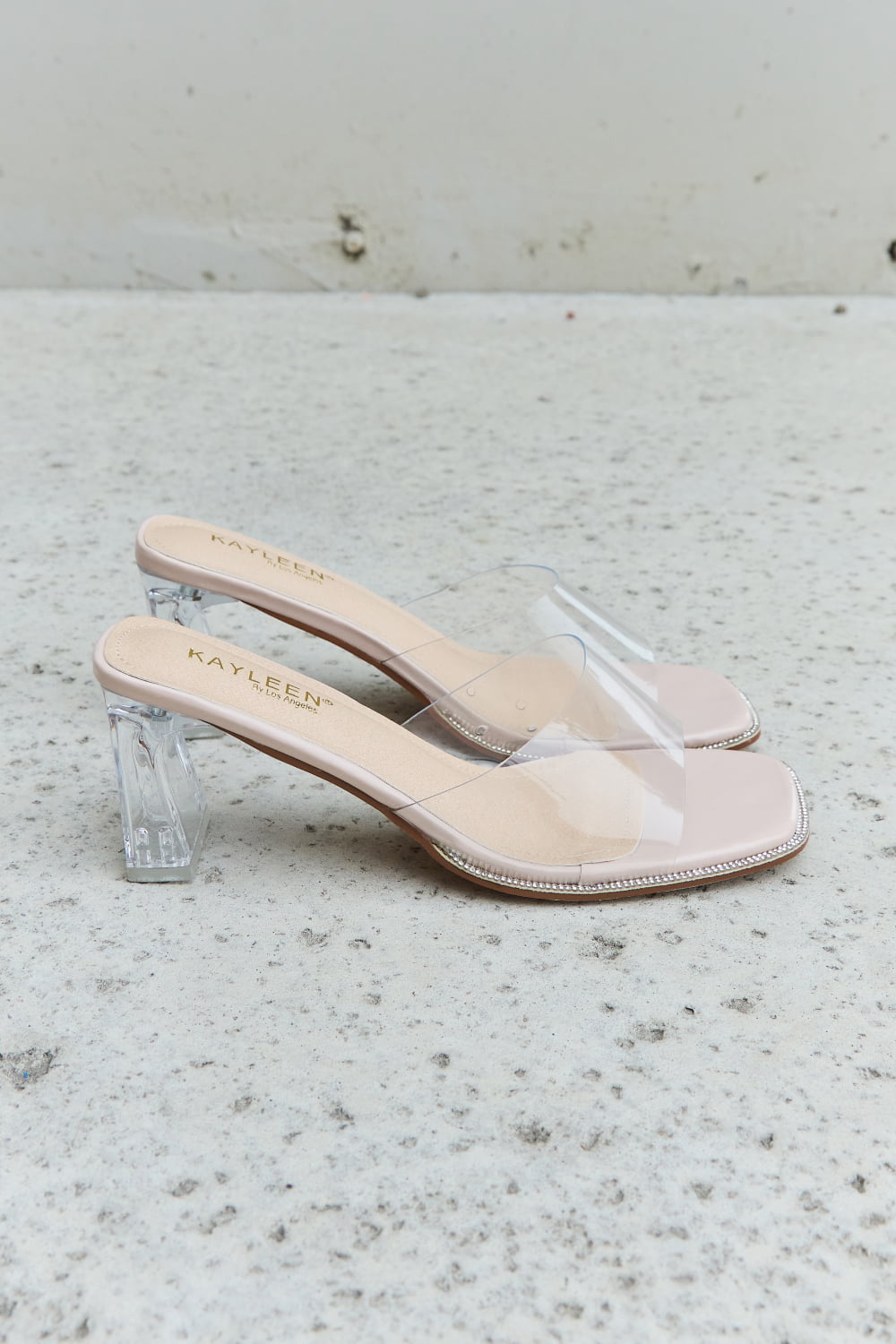DDK Make Myself Clear Mule Block Heels - Laazaar